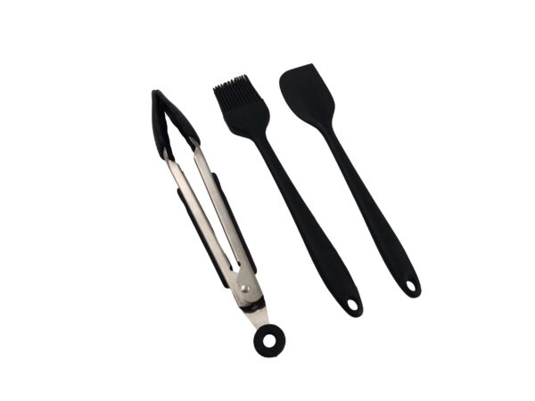 3pcs Silicon Kitchen BBQ tools set Heat-resistant  Non-stick tong and spatulaand bursh set