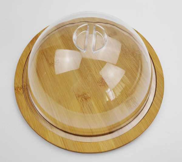 Bamboo Cake Tray with Clear PS lid